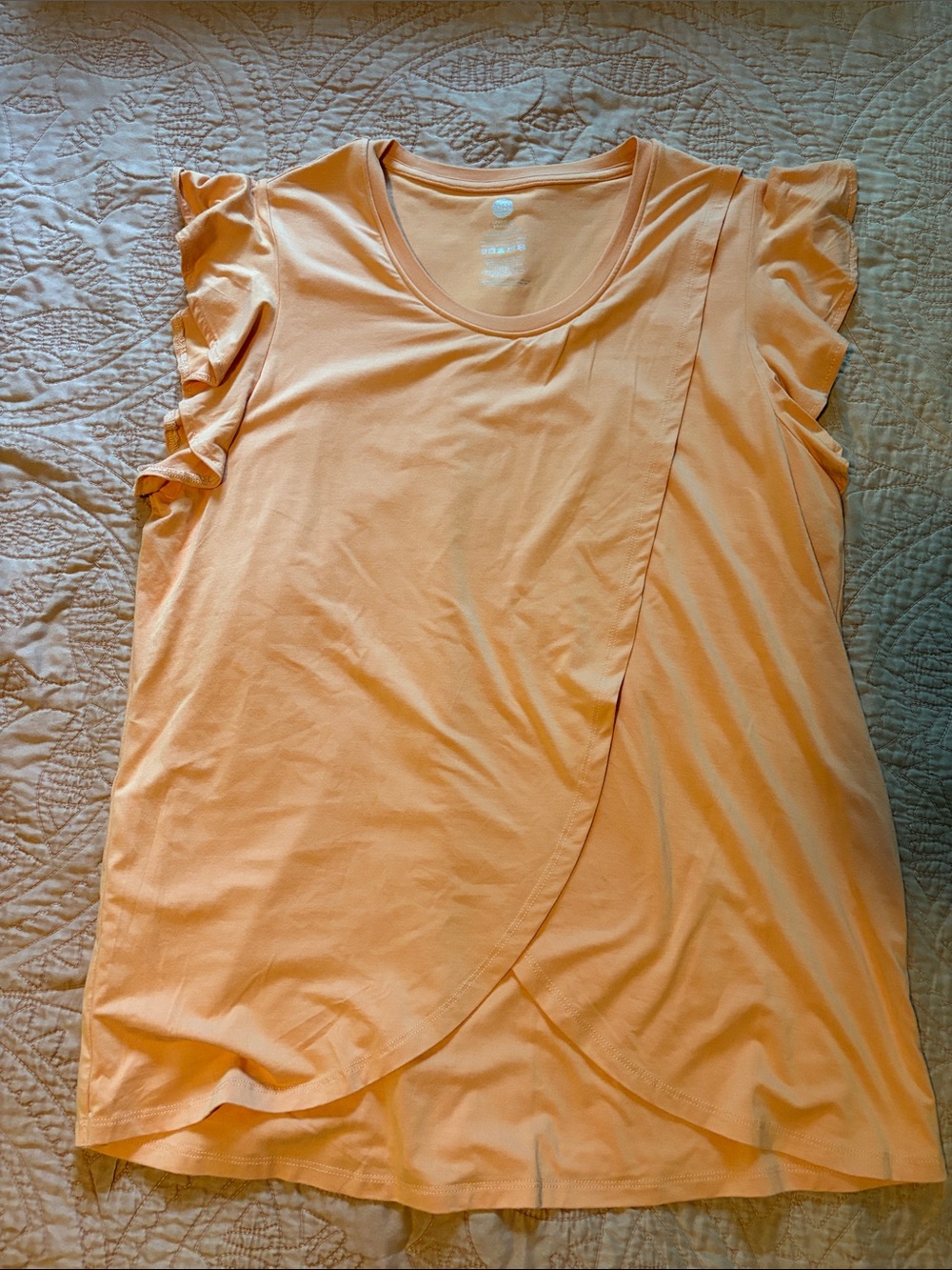 Kindred Bravely Peach Ruffle Sleeve Nursing Too